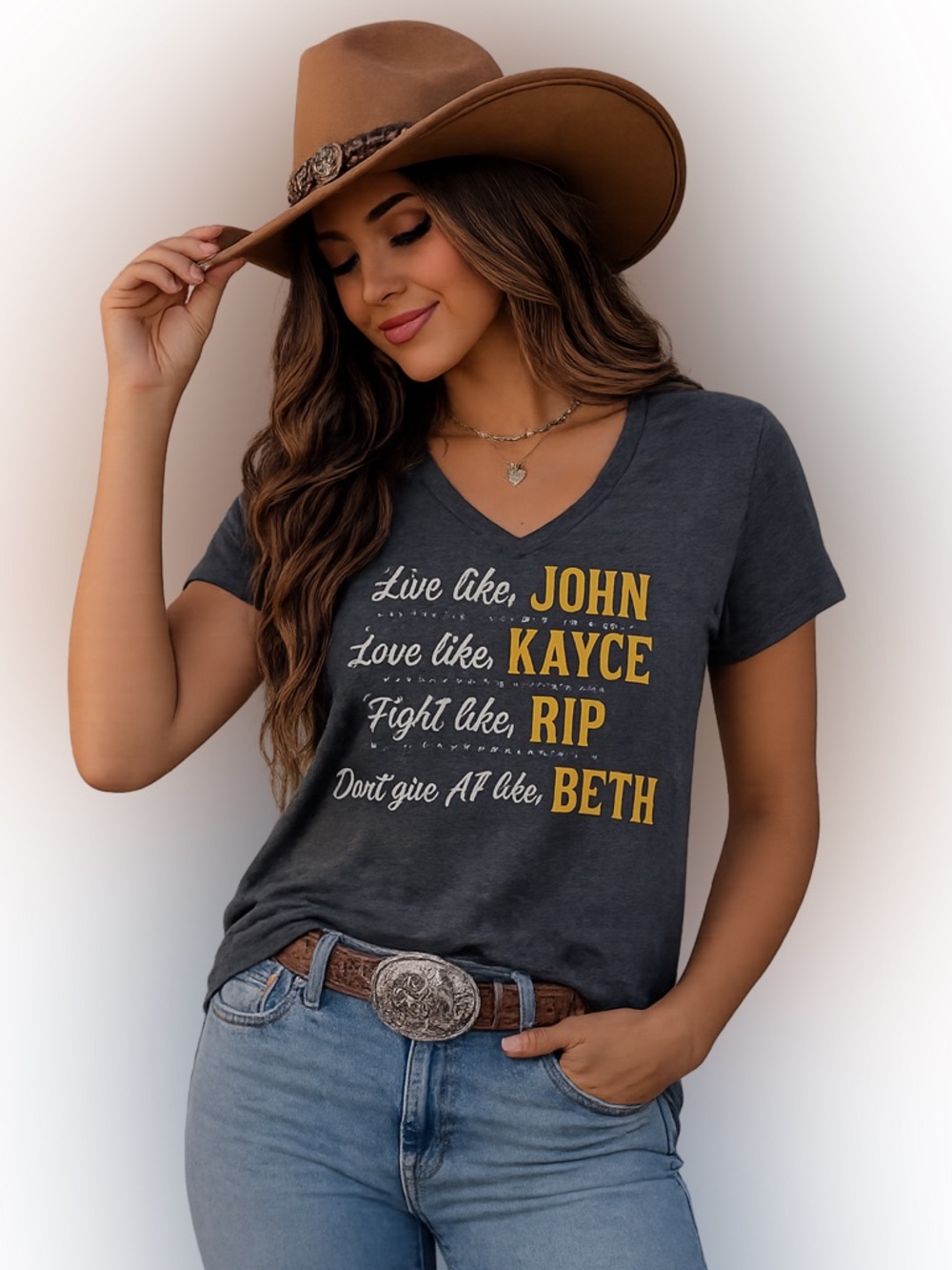 Yellowstone Beth Dutton Graphic Tee Womens Small Gray Western Shirt